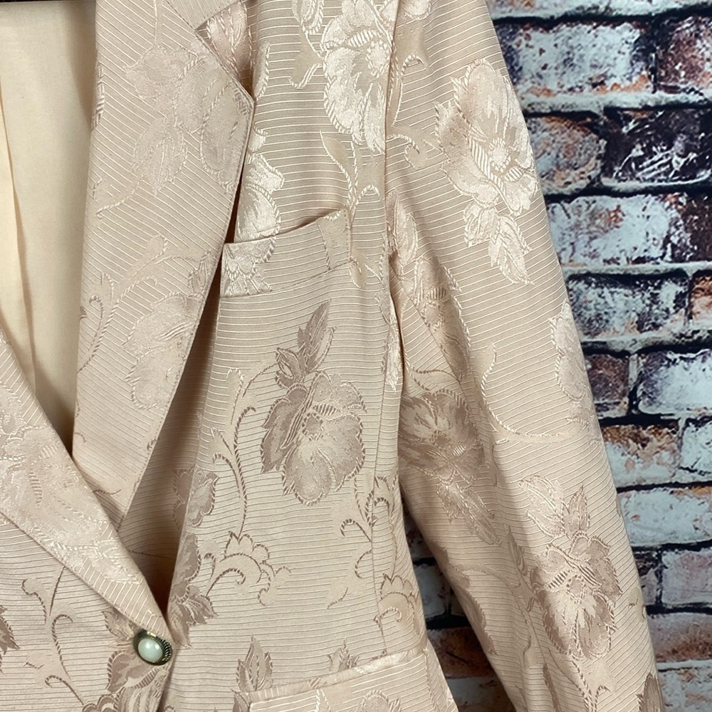 Vintage Light Pink Floral Printed Blazer Shoulder Pads with Pockets Sz M - Picture 11 of 17